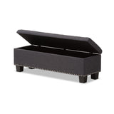 Baxton Studio Hannah Modern and Contemporary Dark Grey Fabric Upholstered Button-Tufting Storage Ottoman Bench