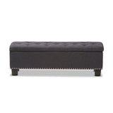 Baxton Studio Hannah Modern and Contemporary Dark Grey Fabric Upholstered Button-Tufting Storage Ottoman Bench