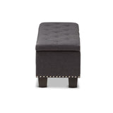 Baxton Studio Hannah Modern and Contemporary Dark Grey Fabric Upholstered Button-Tufting Storage Ottoman Bench