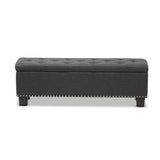 Baxton Studio Hannah Modern and Contemporary Dark Grey Fabric Upholstered Button-Tufting Storage Ottoman Bench