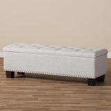 Baxton Studio Hannah Modern and Contemporary Grayish Beige Fabric Upholstered Button-Tufting Storage Ottoman Bench