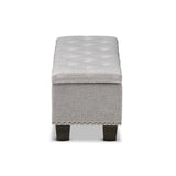 Baxton Studio Hannah Modern and Contemporary Grayish Beige Fabric Upholstered Button-Tufting Storage Ottoman Bench