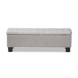 Baxton Studio Hannah Modern and Contemporary Grayish Beige Fabric Upholstered Button-Tufting Storage Ottoman Bench