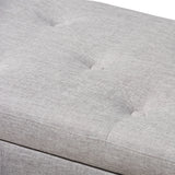 Baxton Studio Hannah Modern and Contemporary Grayish Beige Fabric Upholstered Button-Tufting Storage Ottoman Bench