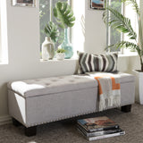 Baxton Studio Hannah Modern and Contemporary Grayish Beige Fabric Upholstered Button-Tufting Storage Ottoman Bench