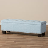 Baxton Studio Hannah Modern and Contemporary Light Blue Fabric Upholstered Button-Tufting Storage Ottoman Bench