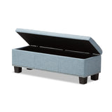 Baxton Studio Hannah Modern and Contemporary Light Blue Fabric Upholstered Button-Tufting Storage Ottoman Bench