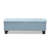 Baxton Studio Hannah Modern and Contemporary Light Blue Fabric Upholstered Button-Tufting Storage Ottoman Bench