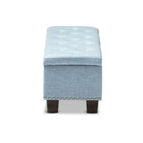 Baxton Studio Hannah Modern and Contemporary Light Blue Fabric Upholstered Button-Tufting Storage Ottoman Bench