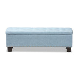 Baxton Studio Hannah Modern and Contemporary Light Blue Fabric Upholstered Button-Tufting Storage Ottoman Bench