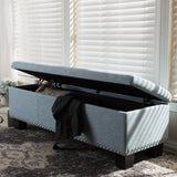 Baxton Studio Hannah Modern and Contemporary Light Blue Fabric Upholstered Button-Tufting Storage Ottoman Bench