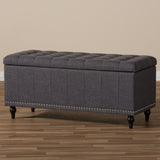 Baxton Studio Kaylee Modern Classic Dark Grey Fabric Upholstered Button-Tufting Storage Ottoman Bench