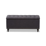 Baxton Studio Kaylee Modern Classic Dark Grey Fabric Upholstered Button-Tufting Storage Ottoman Bench