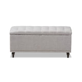 Baxton Studio Kaylee Modern Classic Grayish Beige Fabric Upholstered Button-Tufting Storage Ottoman Bench