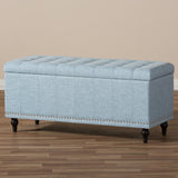 Baxton Studio Kaylee Modern Classic Light Blue Fabric Upholstered Button-Tufting Storage Ottoman Bench
