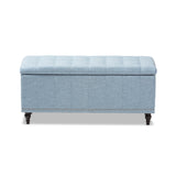 Baxton Studio Kaylee Modern Classic Light Blue Fabric Upholstered Button-Tufting Storage Ottoman Bench