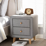 Baxton Studio Jonesy Mid-Century Grey Fabric Upholstered 2-Drawer Nightstand