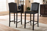 Baxton Studio Libra Black Modern Bar Stool with Nail Head Trim (Set of 2)