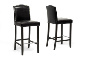 Baxton Studio Libra Black Modern Bar Stool with Nail Head Trim (Set of 2)