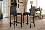 Baxton Studio Libra Dark Brown Modern Bar Stool with Nail Head Trim (Set of 2)