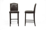 Baxton Studio Libra Dark Brown Modern Bar Stool with Nail Head Trim (Set of 2)