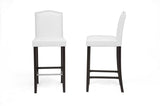 Baxton Studio Libra White Modern Bar Stool with Nail Head Trim (Set of 2)