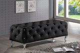 Baxton Studio Stella Crystal Tufted Black Leather Modern Bench