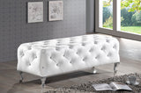 Baxton Studio Stella Crystal Tufted White Leather Modern Bench
