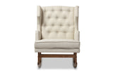 Baxton Studio Iona Mid-century Retro Modern Light Beige Fabric Upholstered Button-tufted Wingback Rocking Chair