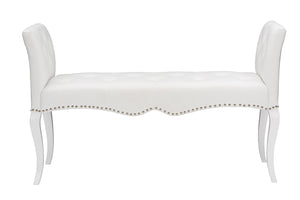 Baxton Studio Kristy Modern and Contemporary White Faux Leather Classic Seating Bench