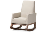 Baxton Studio Yashiya Mid-century Retro Modern Light Beige Fabric Upholstered Rocking Chair and Ottoman Set