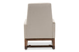 Baxton Studio Yashiya Mid-century Retro Modern Light Beige Fabric Upholstered Rocking Chair and Ottoman Set