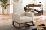 Baxton Studio Yashiya Mid-century Retro Modern Light Beige Fabric Upholstered Rocking Chair