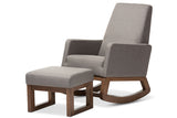 Baxton Studio Yashiya Mid-century Retro Modern Grey Fabric Upholstered Rocking Chair and Ottoman Set