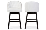Baxton Studio Avril Modern and Contemporary White Faux Leather Tufted Swivel Barstool with Nail heads Trim (Set of 2)