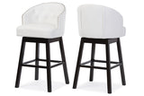 Baxton Studio Avril Modern and Contemporary White Faux Leather Tufted Swivel Barstool with Nail heads Trim (Set of 2)