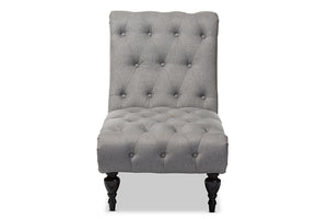 Baxton Studio Layla Mid-century Retro Modern Grey Fabric Upholstered Button-tufted Chaise Lounge