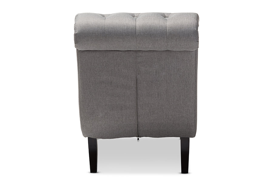 Baxton Studio Layla Mid-century Retro Modern Grey Fabric Upholstered Button-tufted Chaise Lounge