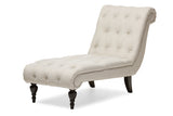 Baxton Studio Layla Mid-century Modern Light Beige Fabric Upholstered Button-tufted Chaise Lounge