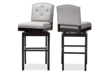 Baxton Studio Ginaro Modern and Contemporary Grey Fabric Button-tufted Upholstered Swivel Bar Stool (Set of 2)