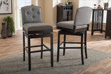 Baxton Studio Ginaro Modern and Contemporary Grey Fabric Button-tufted Upholstered Swivel Bar Stool (Set of 2)