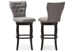 Baxton Studio Leonice Modern and Contemporary Grey Fabric Upholstered Button-tufted 29-Inch Swivel Bar Stool (Set of 2)