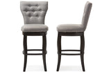Baxton Studio Leonice Modern and Contemporary Grey Fabric Upholstered Button-tufted 29-Inch Swivel Bar Stool (Set of 2)