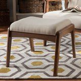 Baxton Studio Roxy Mid-Century Modern Walnut Wood Finishing and Light Beige Fabric Upholstered Ottoman