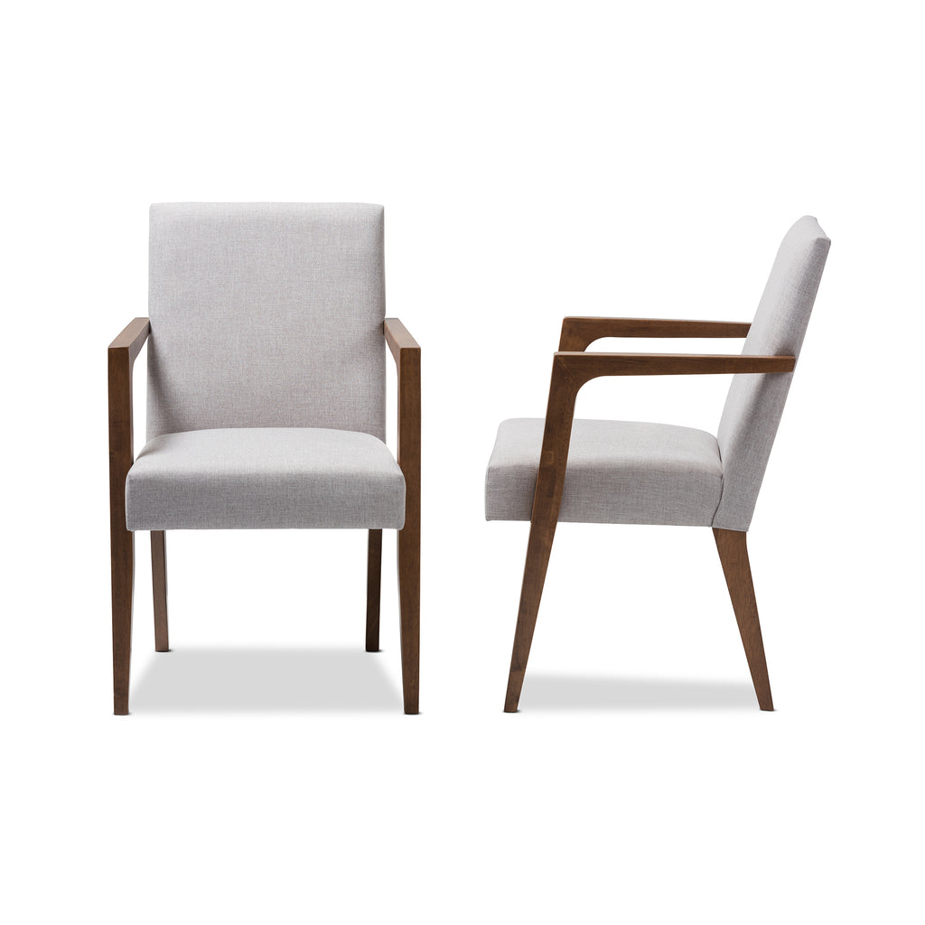 Andrea Mid Century Modern Upholstered Wooden Armchair Set of 2