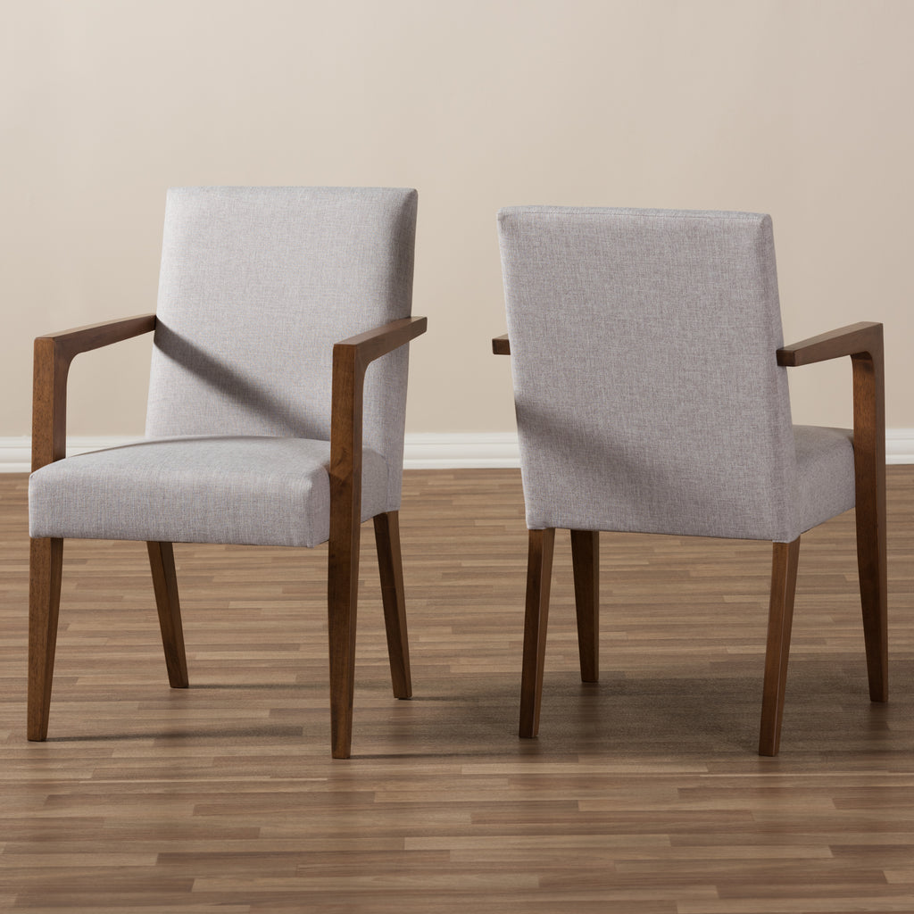 Andrea Mid Century Modern Upholstered Wooden Armchair Set of 2