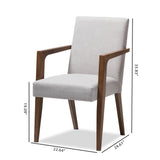 Baxton Studio Andrea Mid-Century Modern Greyish Beige Upholstered Wooden Armchair (Set of 2)