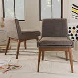 Baxton Studio Nexus Mid-Century Modern Walnut Wood Finishing and Gravel Fabric Upholstered Dining Side Chair (Set of 2)