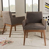 Baxton Studio Nexus Mid-Century Modern Walnut Wood Finishing and Gravel Fabric Upholstered Arm Chair (Set of 2)