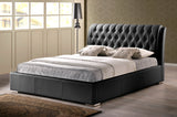 Bianca Black Modern Bed with Tufted Headboard (Queen Size)